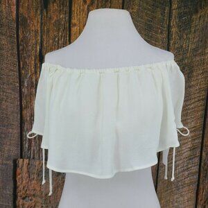 New Flynn Skye Off Shoulder Crop Top Womens XL Off White Ivory Rayon